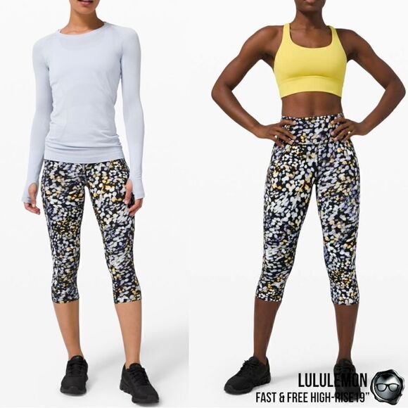 LULULEMON FAST & FREE HIGH-RISE 19” IN METROPOLIS GLOW WOMEN’S SIZE 2 LEGGINGS - Picture 2 of 16